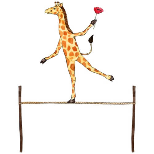 Dieses Motiv ist ein Symbol für Mut und Tapferkeit. Es zeigt die Giraffe, die auf einem Schwebebalken balanciert, ein Zeichen für den Mut, Neues zu wagen. Es soll Kinder dazu ermutigen, an sich selbst zu glauben. Das Motiv ist in lebendigen Farben gehalten und immer ein besonderer Hingucker